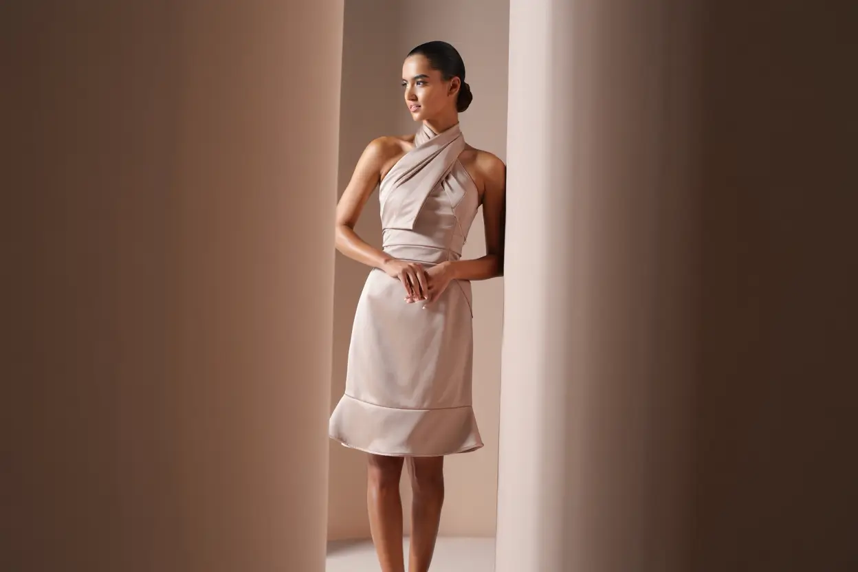 Vestido de invitada con escote halter, el truco que no sabías que necesitabas para ser la más elegante