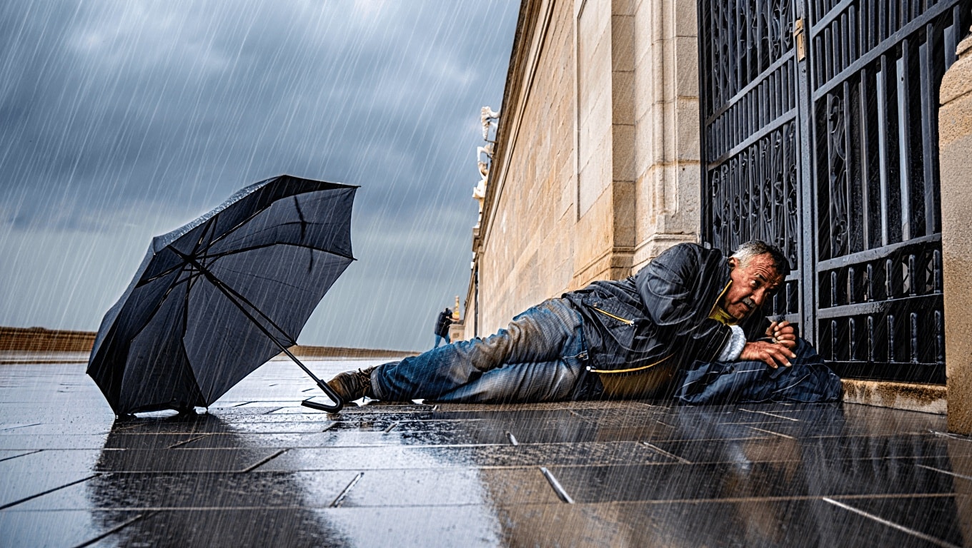 Homeless man is stabbed to death with umbrella after squabble in rain in Valencia