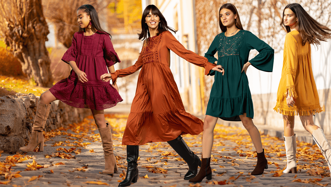 Cuatro vestidos boho de Sfera que combinan a la perfección con botas altas