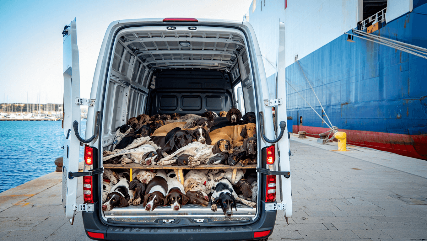 Almost 30 hunting dogs found dead in animal transport van on board ship in Spain