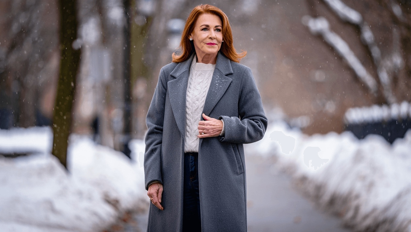 Abrigos grises originales que las mujeres de 50 prefieren para estilizar un look de invierno