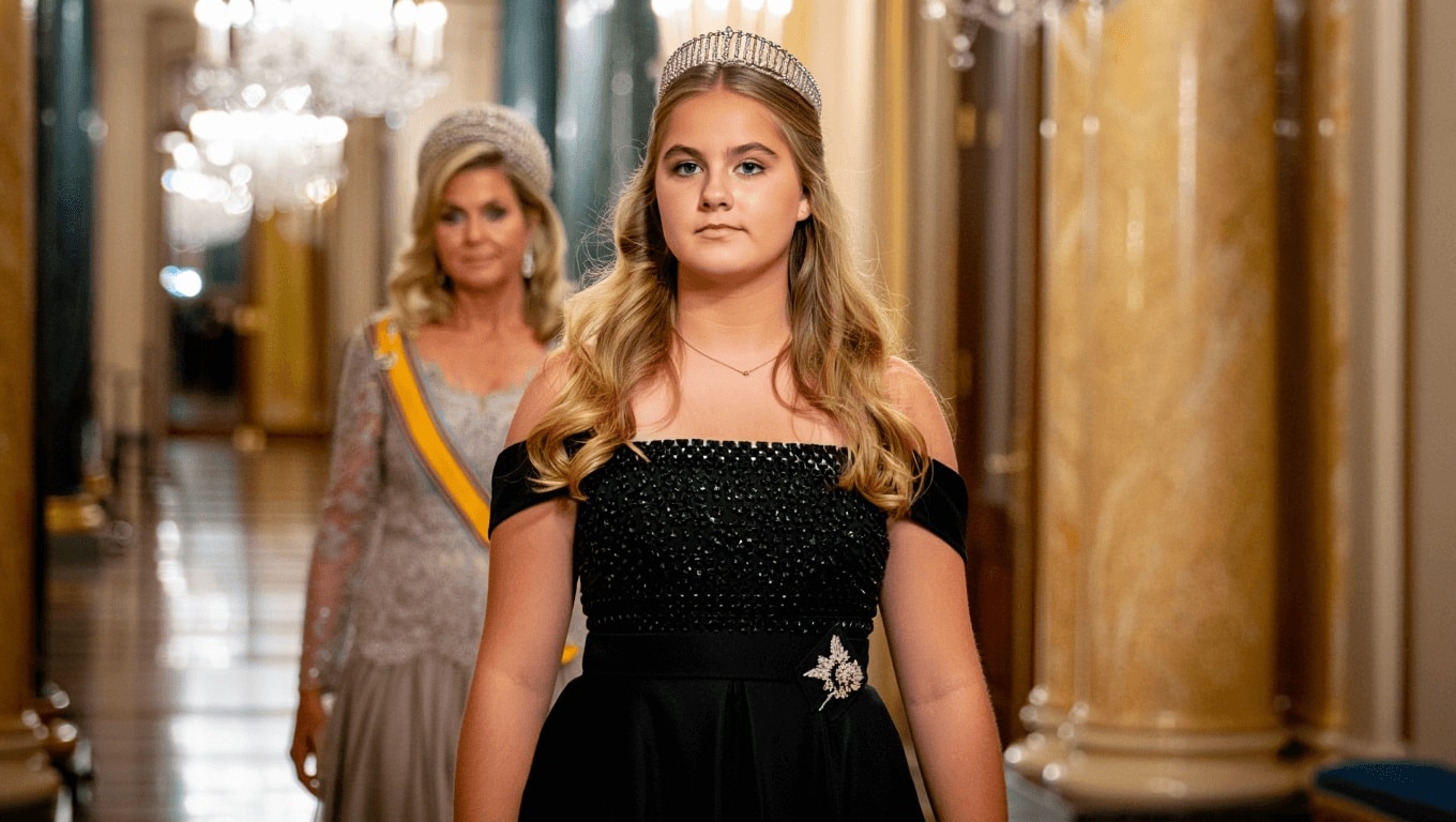 Amalia de Holanda impacta con vestido de gala y tiara: así ha robado el protagonismo a Máxima