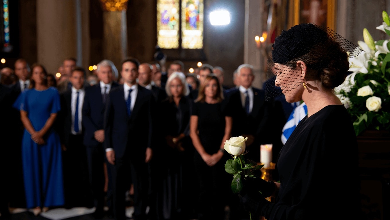Isabel Díaz Ayuso, clásica y sobria, acude a la capilla ardiente de Irene de Grecia en Madrid