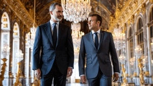King of Spain visits Versailles with Macron