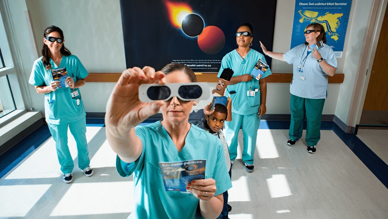 Las enfermeras alertan: mirar un eclipse sin protección puede causar daños visuales irreversibles