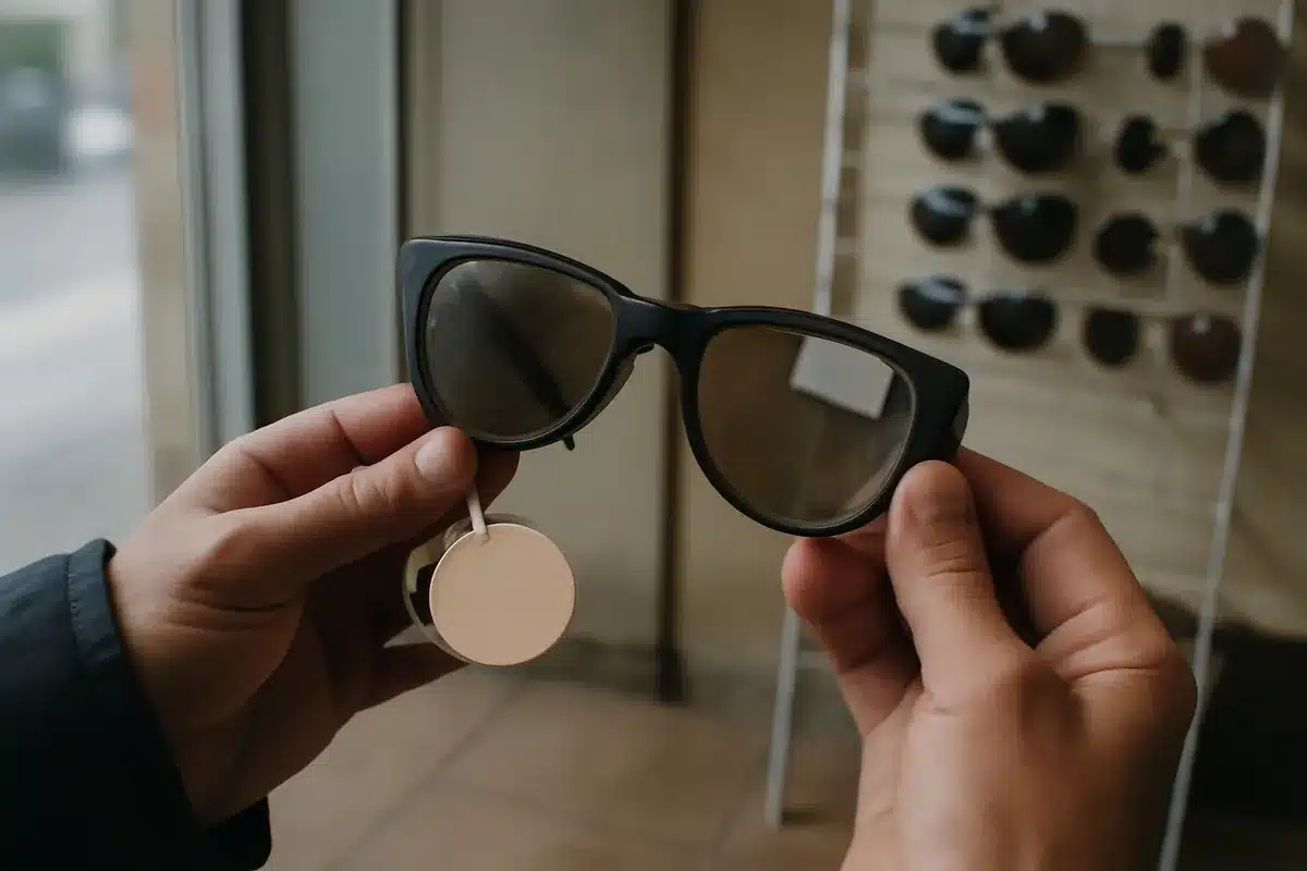 Indicadores de gafas no aptas — Falta del marcado ISO o presencia únicamente de pegatinas. Material que deja pasar luz visible de forma notoria. Montura o lente deteriorada. Precio extremadamente bajo sin garantía del fabricante.