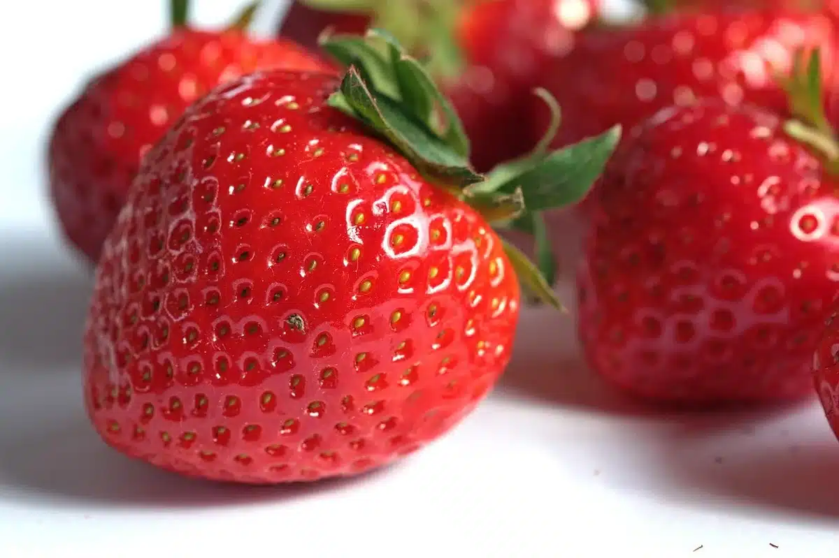 Mesa con frutas dispuestas para fotografía, luz estudiada y composición ordenada